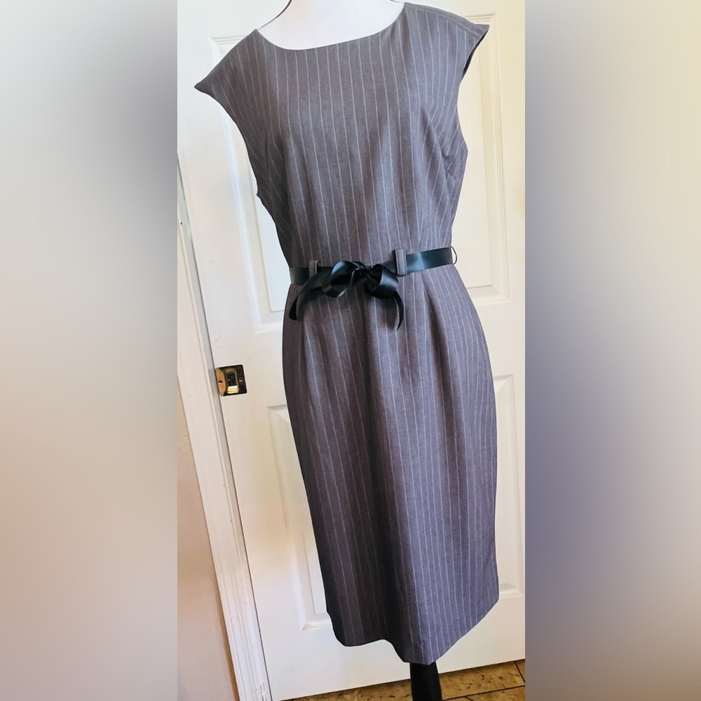 Calvin Klein Grey Pinstripe Sheath Dress, size 10